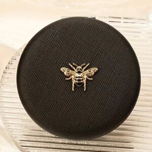 Black Designer bumblebee magnifying mirror compact NWT